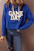 "Game Day" Dark Blue Print Hoodie - Celes Fashion